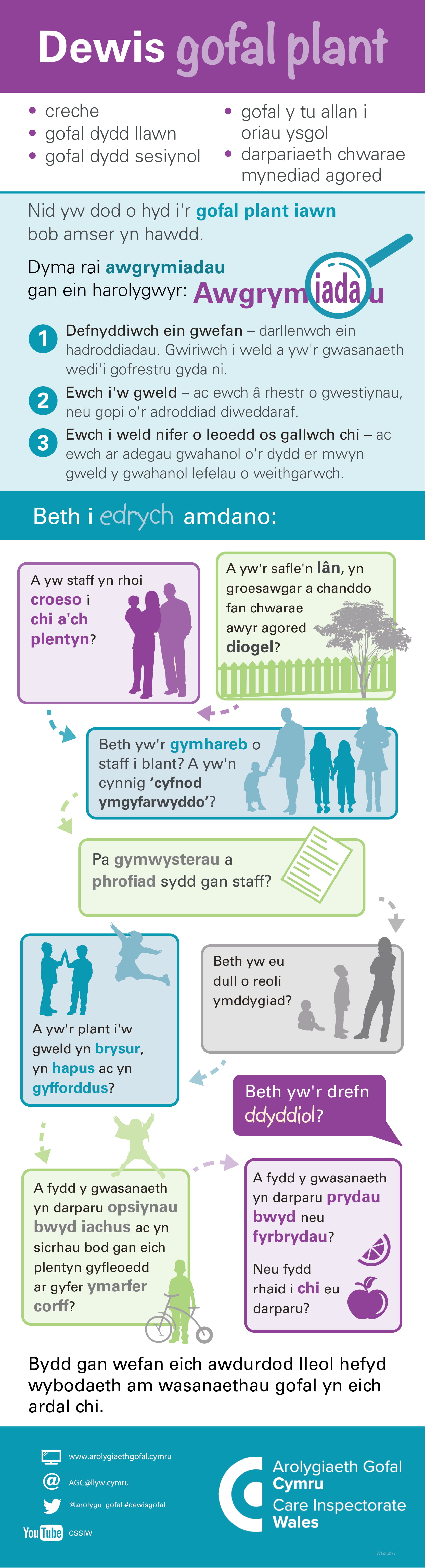 Infograffig dewis gofal plant