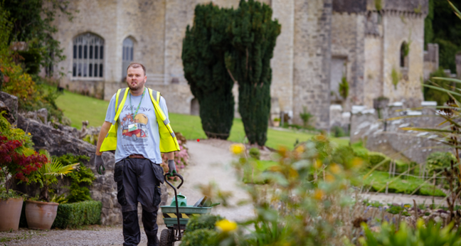 Service user undertaking tasks at castle