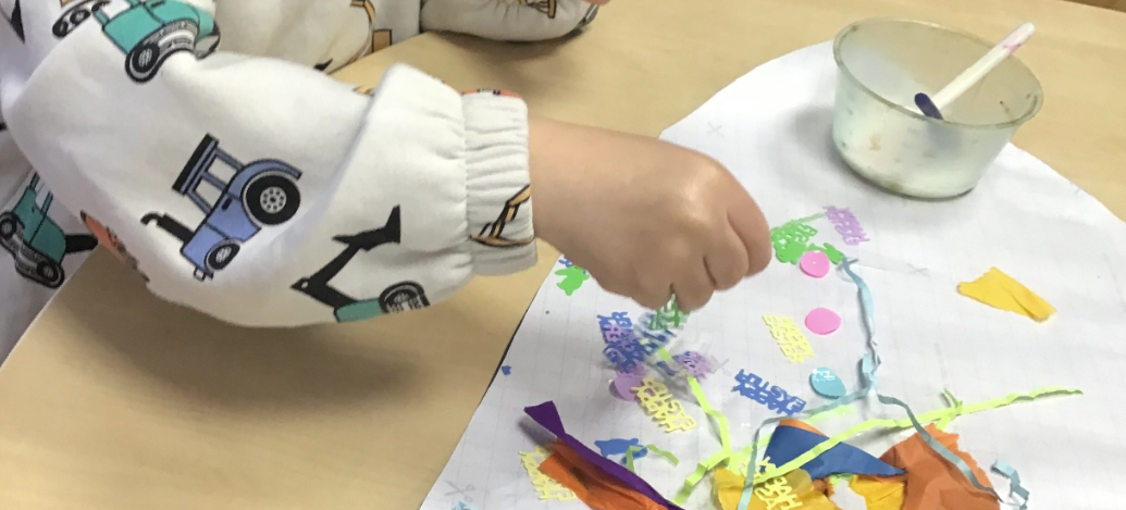 Child making Easter crafts